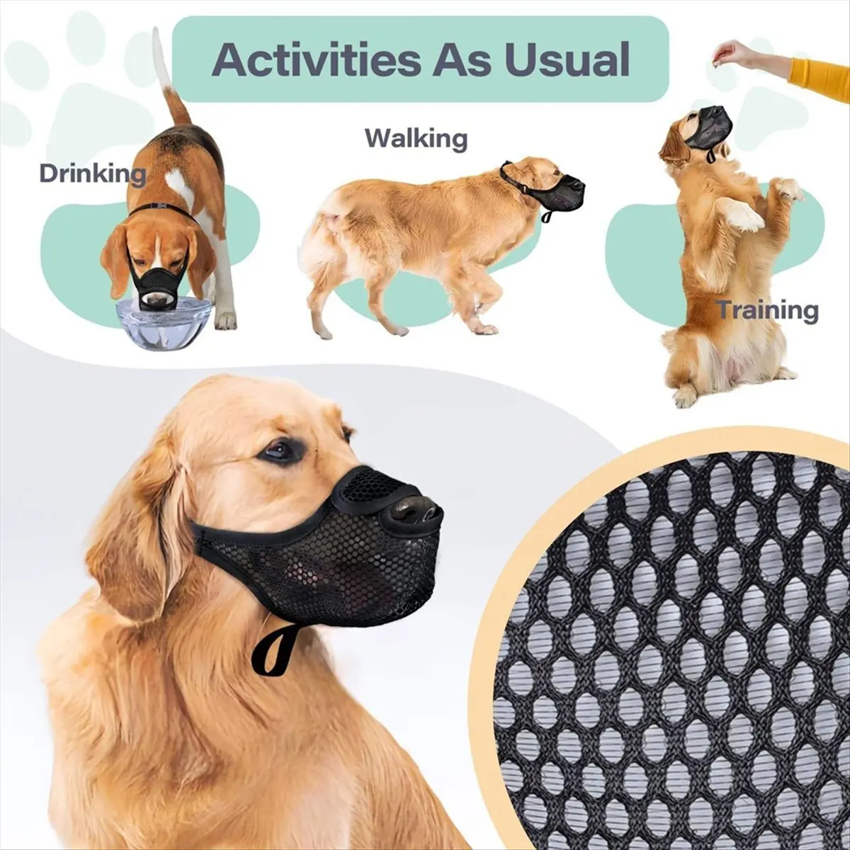 

Breathable Mesh Dog Muzzle Anti-Bite Strap Dog Mouth Cage Scavenging Prevention Long Mouth Pet Mouth Mask Black,L