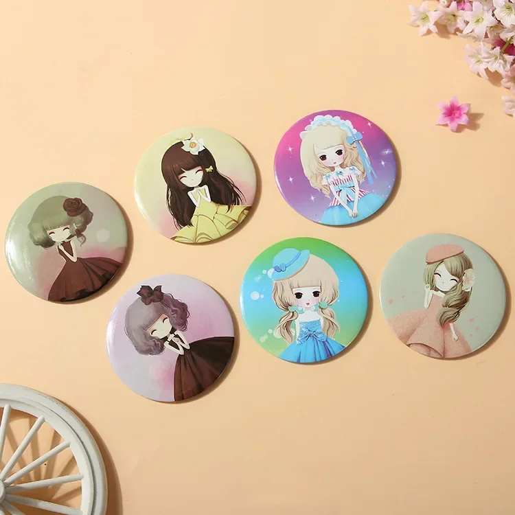 30pc/lot  Nice girl metal sweet and lovely cartoon mirror / portable Cosmetic mirror / make up small pocket mirrors