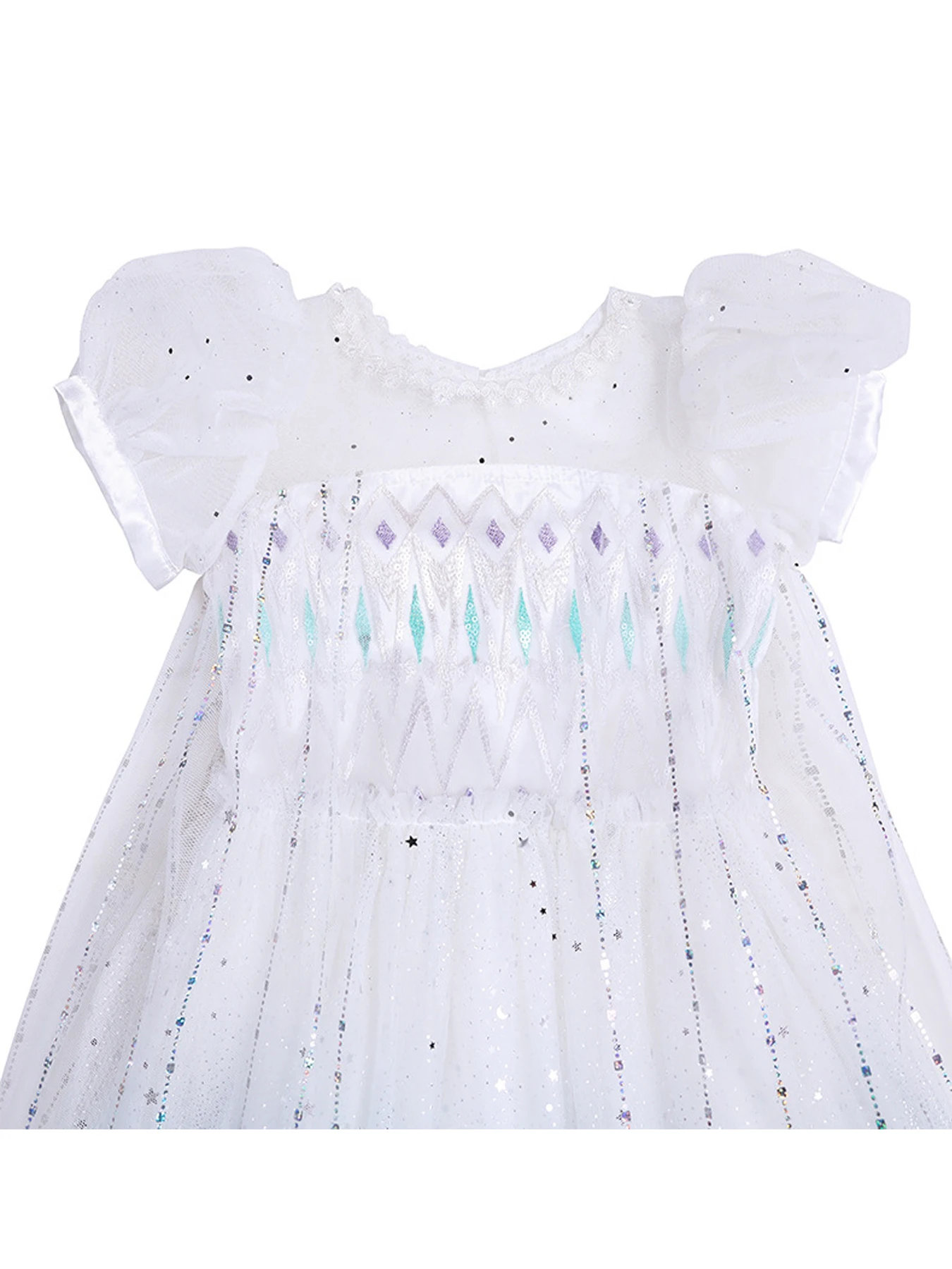 زي أميرة مطرز بأكمام منفوخة للفتيات ، فستان كاجوال ، حفلة عيد ميلاد ، ملابس أطفال #4