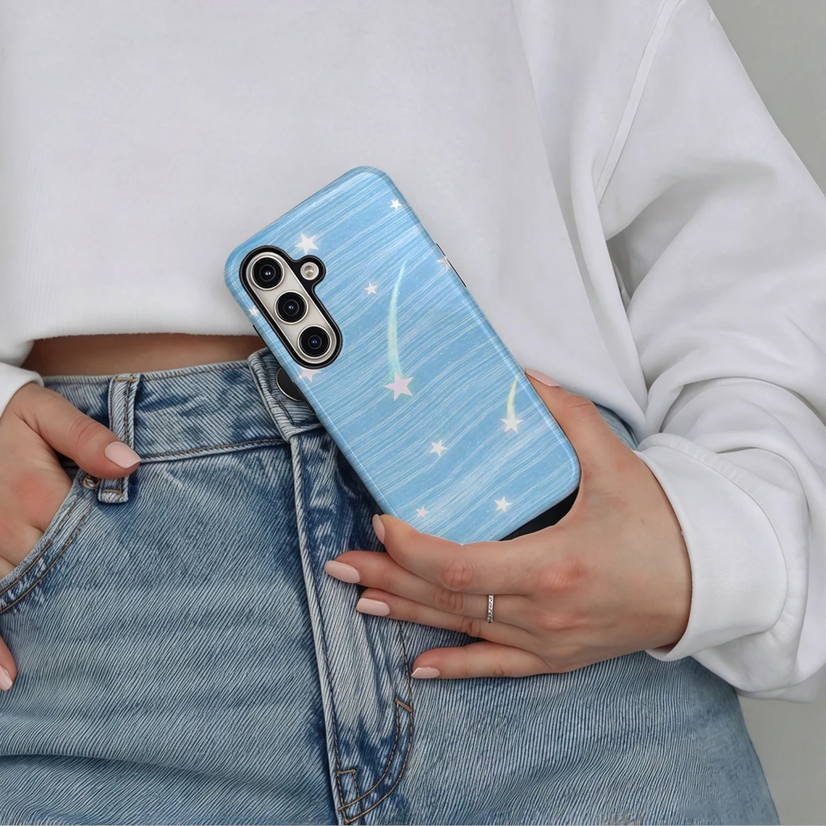 Blue Stars Comet Phone Case For Samsung Galaxy S26 S25 Ultra S24 S23 Plus Hard Shock‑Absorption 2-in-1Protective Cover