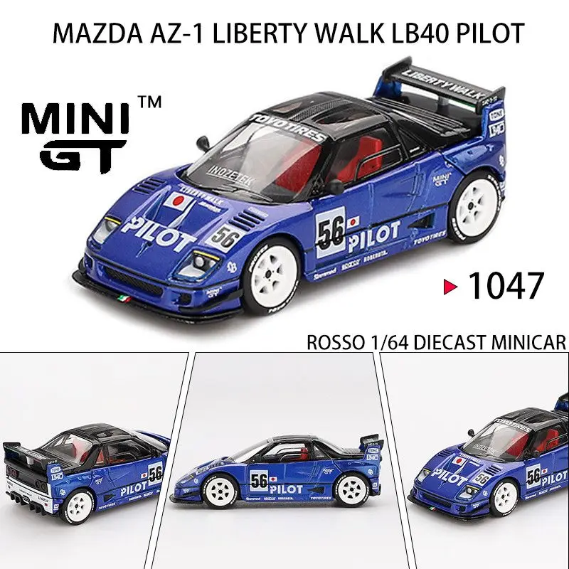 MINIGT1:64 Mazda AZ-1 Liberty Walk LB40 PILOT1047 Alloy Car Model
