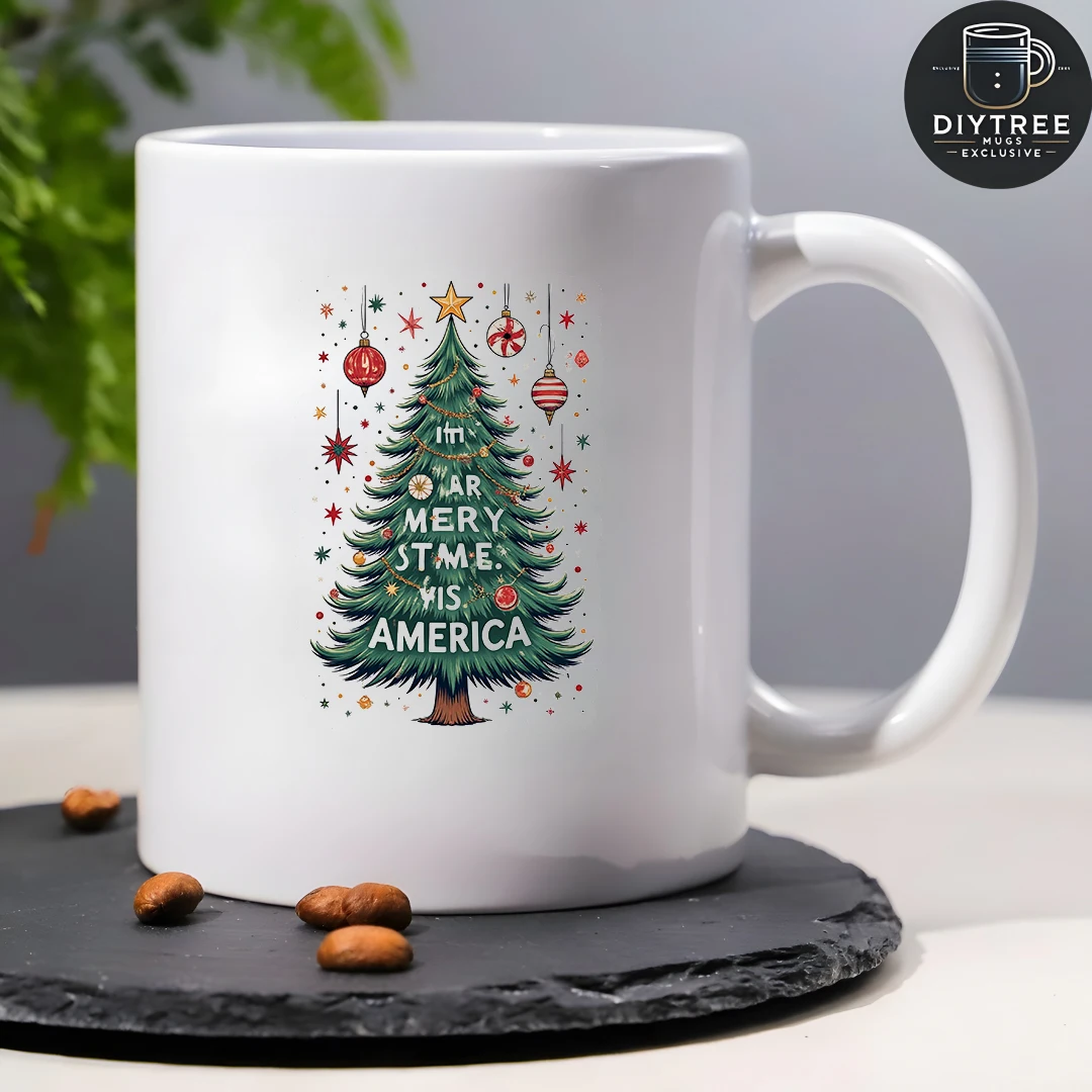 كوب سعة 11 أونصة + نمط شجرة عيد الميلاد الكرتونية + كوب المزاج الاحتفالي هدية عيد الميلاد للأطفال مجموعة أكواب القهوة المكتبية العائلية #4