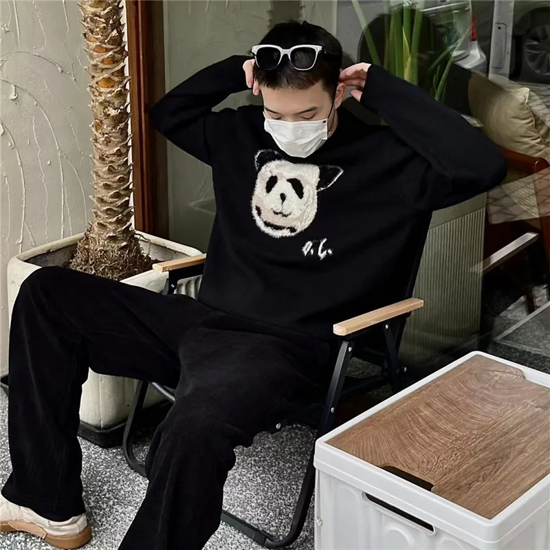 Winter Cartoon Sweaters Men Vintage Bear Embroidered Knit Pullovers Casual Korean Couples Knitwears Unisex Jumpers Sueter Hombre