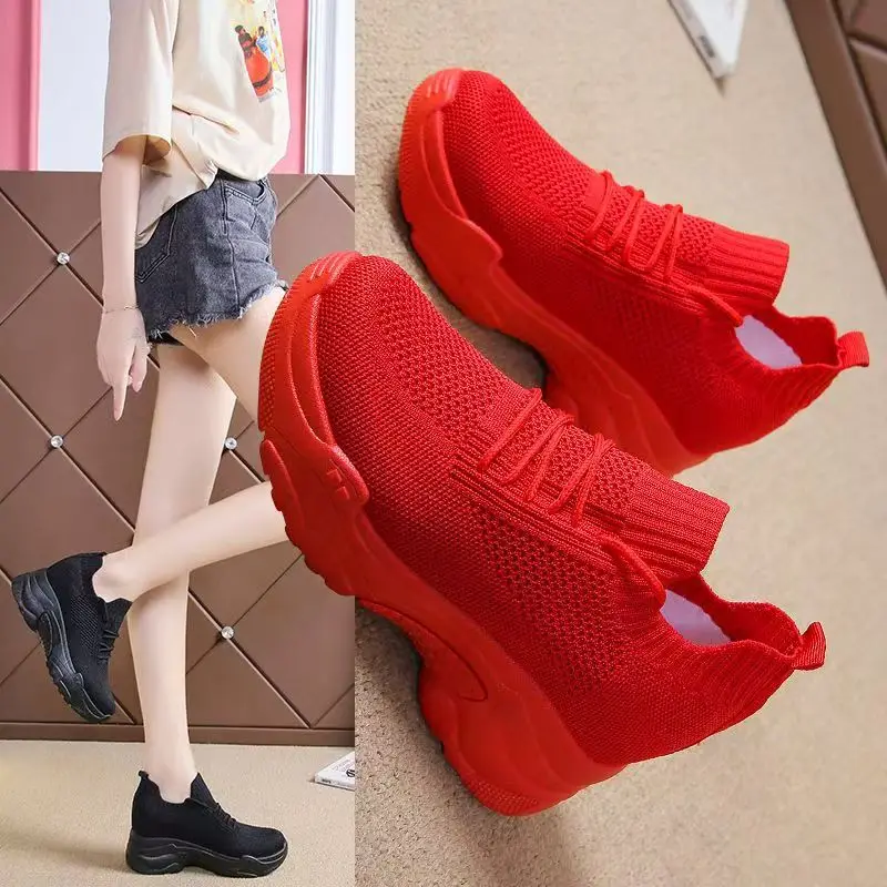 2026 Web celebrity breathable mesh fabric thick-soled shoes for women spring and autumn fashion casual shoes