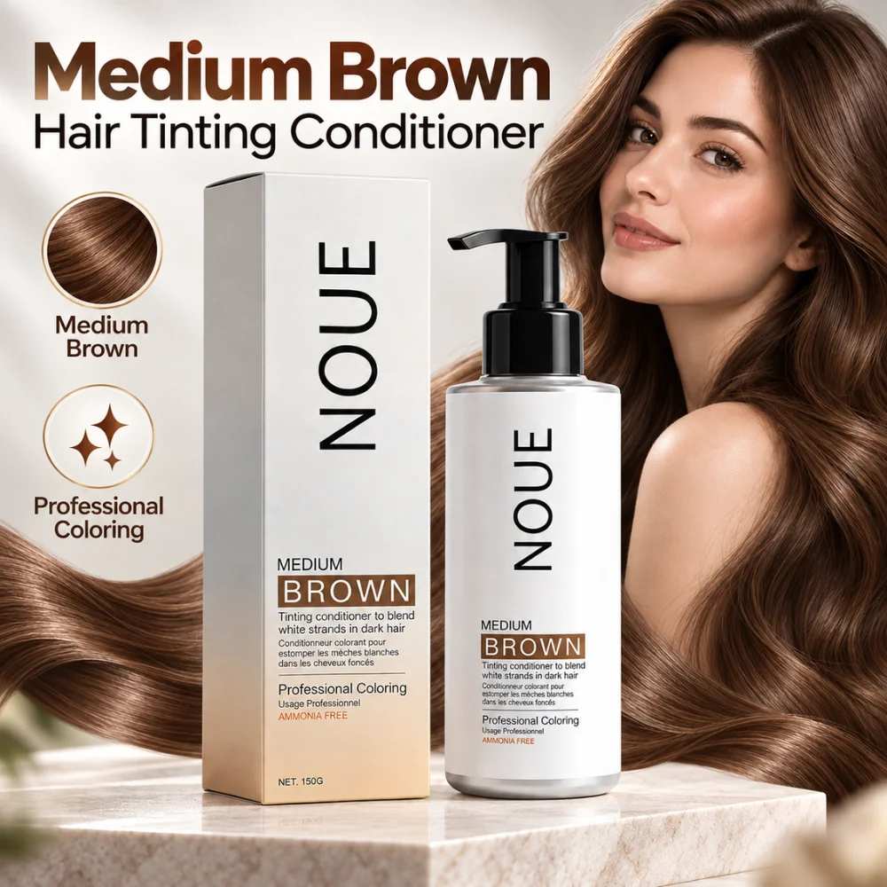 150g NOUE Medium Brown Tinting Conditioner Gray Hair Coverage Ammonia Free Moisturizing 2 In 1 Hair Color Camouflage Treatment
