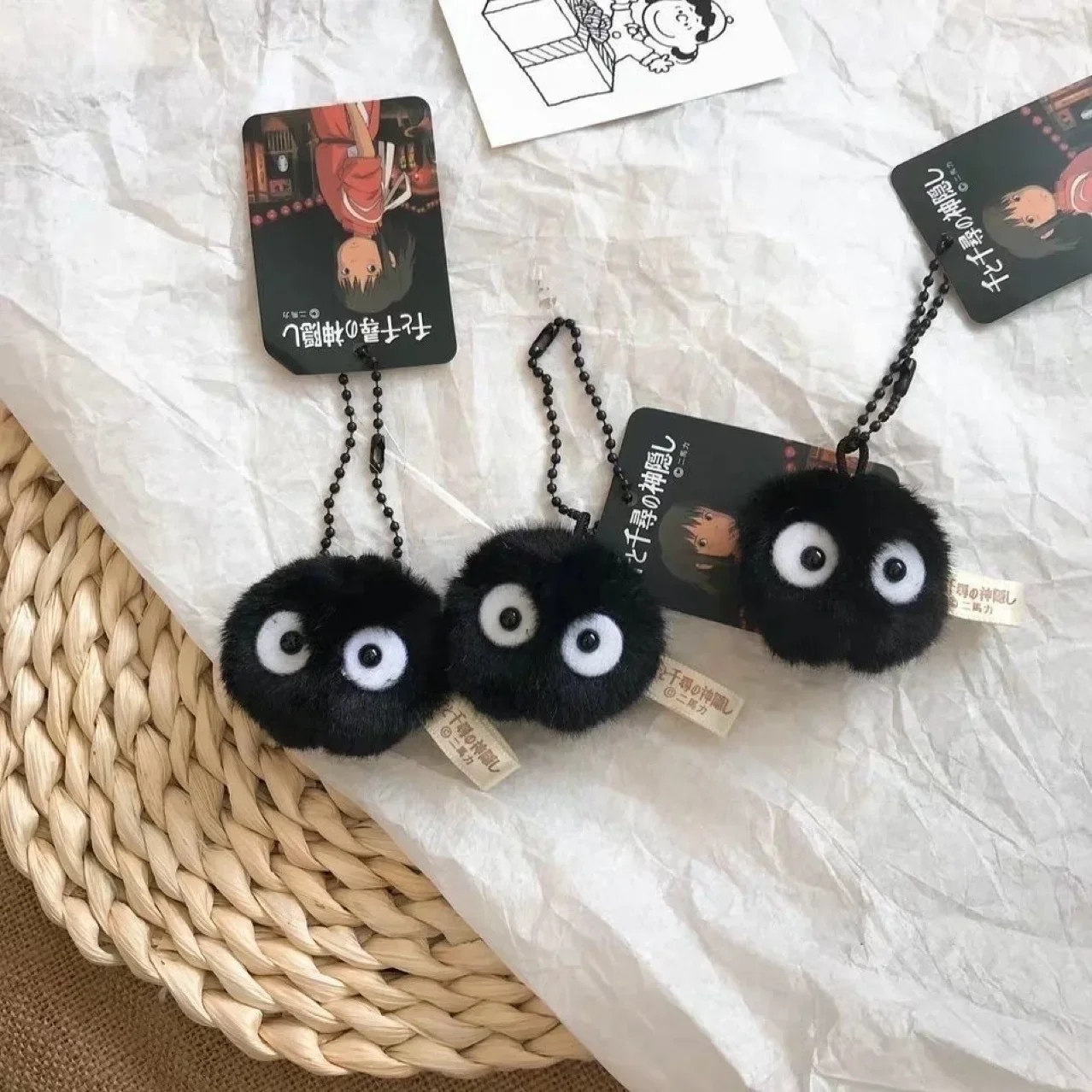 1 piece of plush small coal ball keychain Qianyuan Qianxun pendant suitable for Miyazaki Hayao anime fans backpack charm courtya