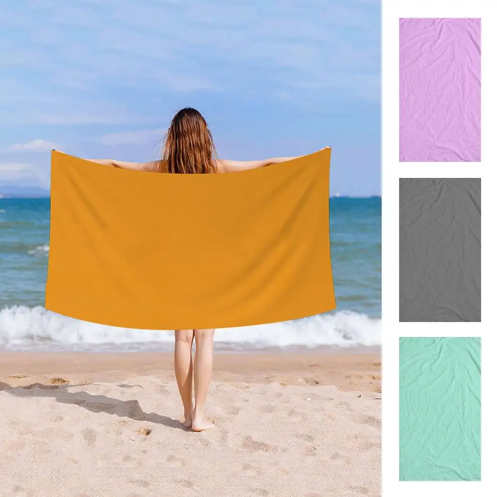 Solid Color Fashion Bath Towel Microfiber Soft Water Absorbing Breathable For Girl Kids Decorative Cartoon Beach Towel