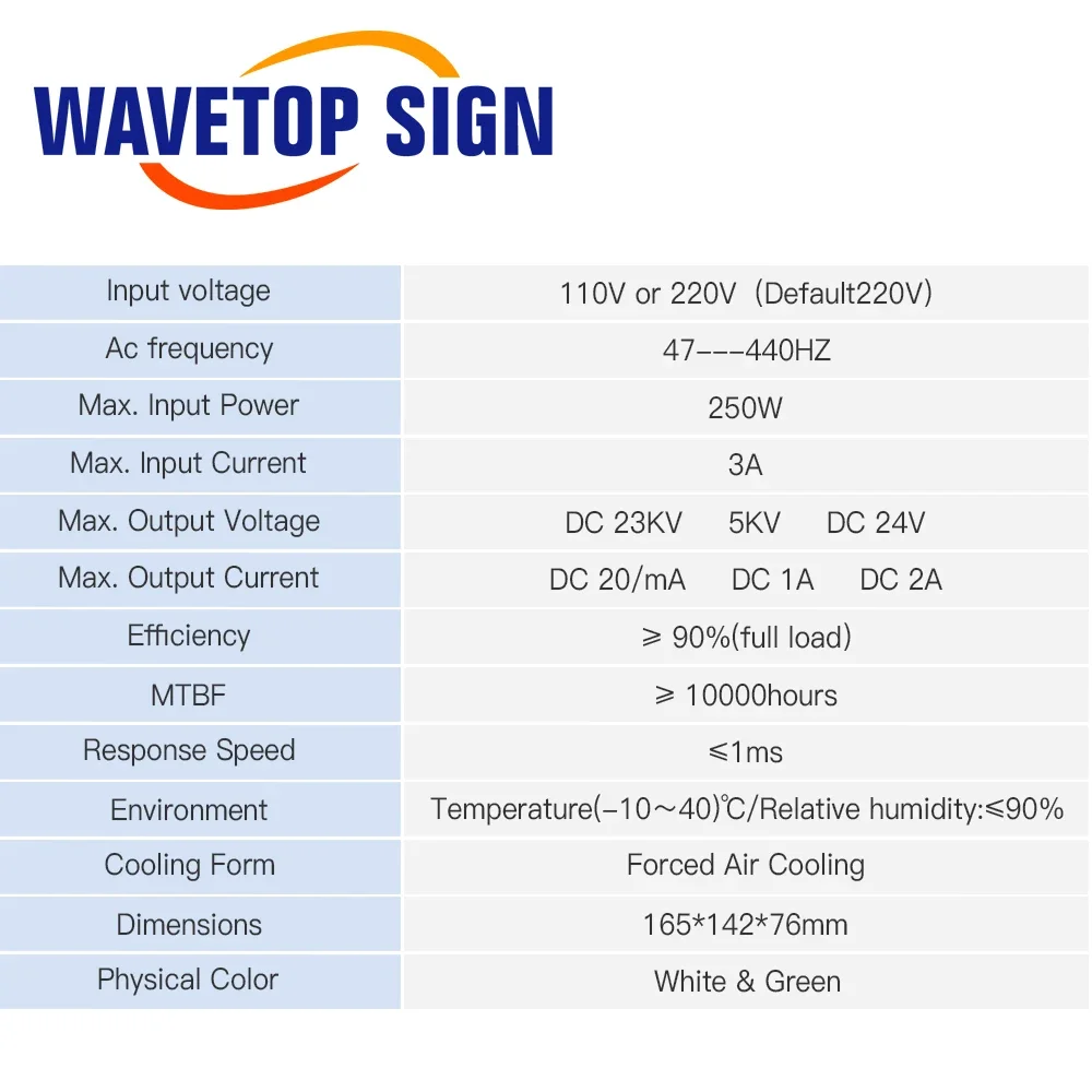 SignkoRay MYJG-40W CO2 Laser Power Supply MYJG-50W HY-T50W 110V/220V For CO2 Laser Tube High Voltage Engraving Cutting Machine
