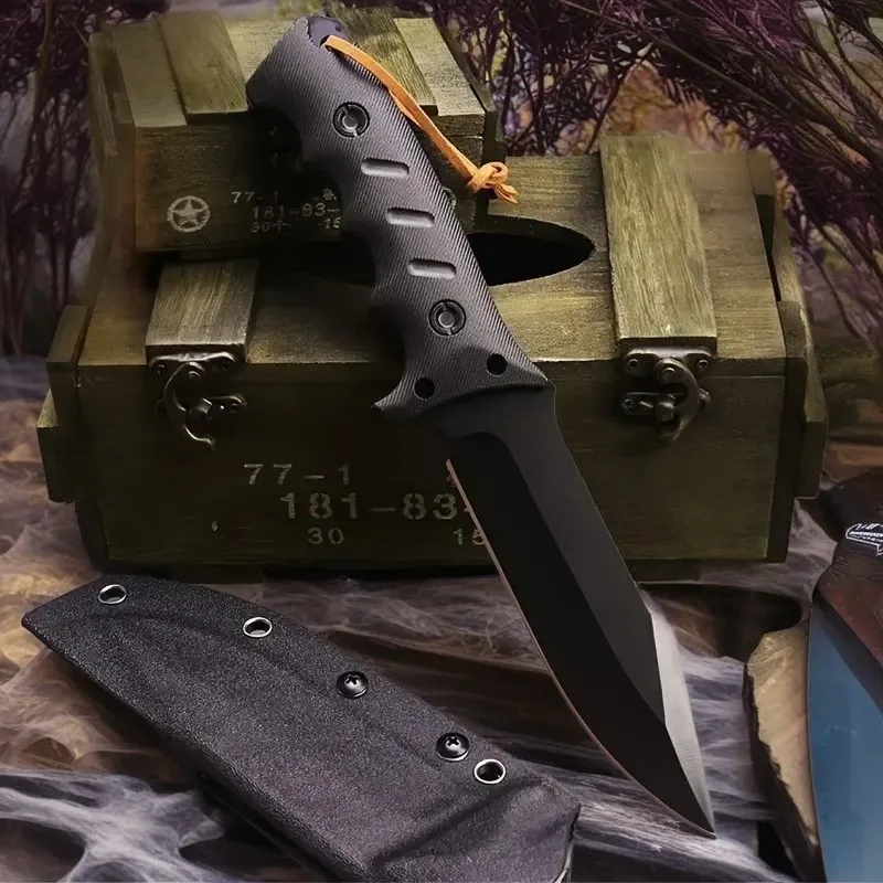 Outdoor camping straight knife, camping necessary K sheath knife set, high-hardness knives portable knives, outdoor hunting knif