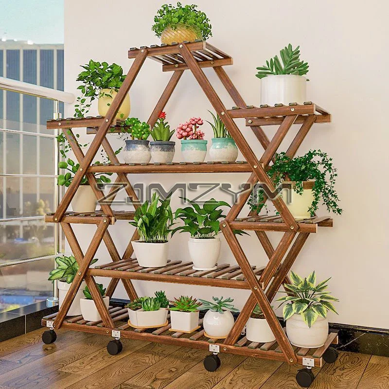 Multi-layer Balcony Flower Rack Floor-standing Storage Rack Household Indoor Outdoor Plants Pot Stand for Room Corners & Gardens