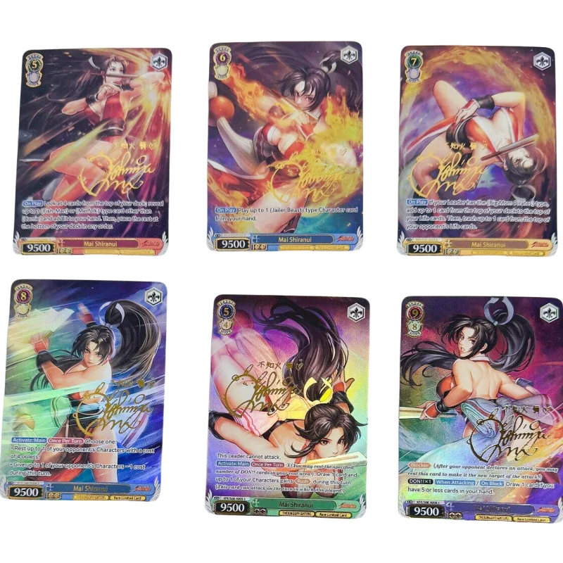 9Pcs/Set WS Cards ACG Girl The King of Fighters Mai Shiranui Anime Game Characters Collection Color Flash Self Made Cards Toys