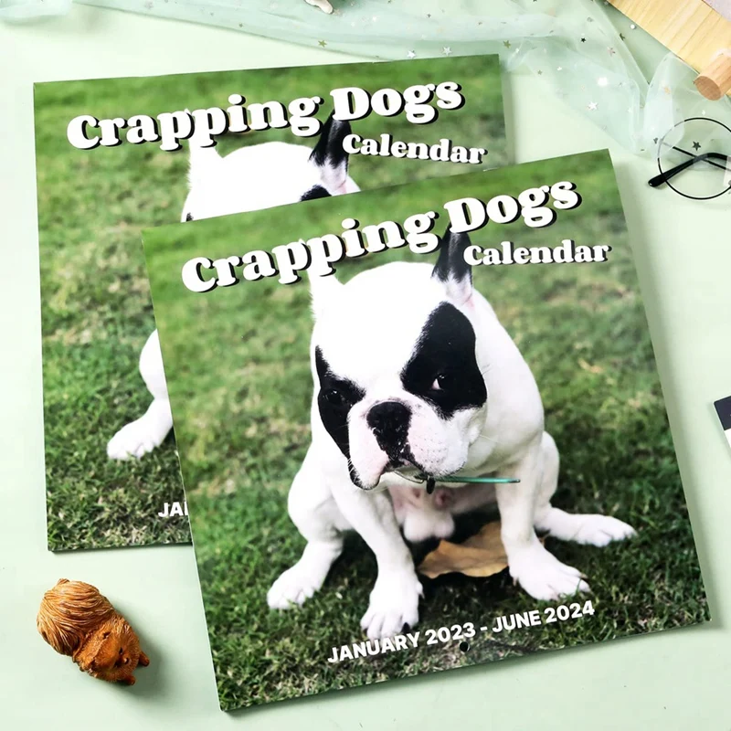 1 PCS 2024 Wall Calendar-2024 Calendar 12 Monthly Pooping Dogs Calendar 2024 Funny Gag Gifts