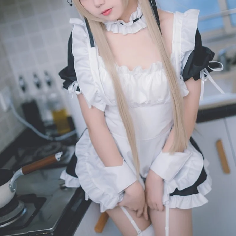 

Anime Yosuga no Sora Kasugano Sora Cosplay Costume Maid Apron Dress Women Uniforms Meidofuku Outfits Lolita Dresses