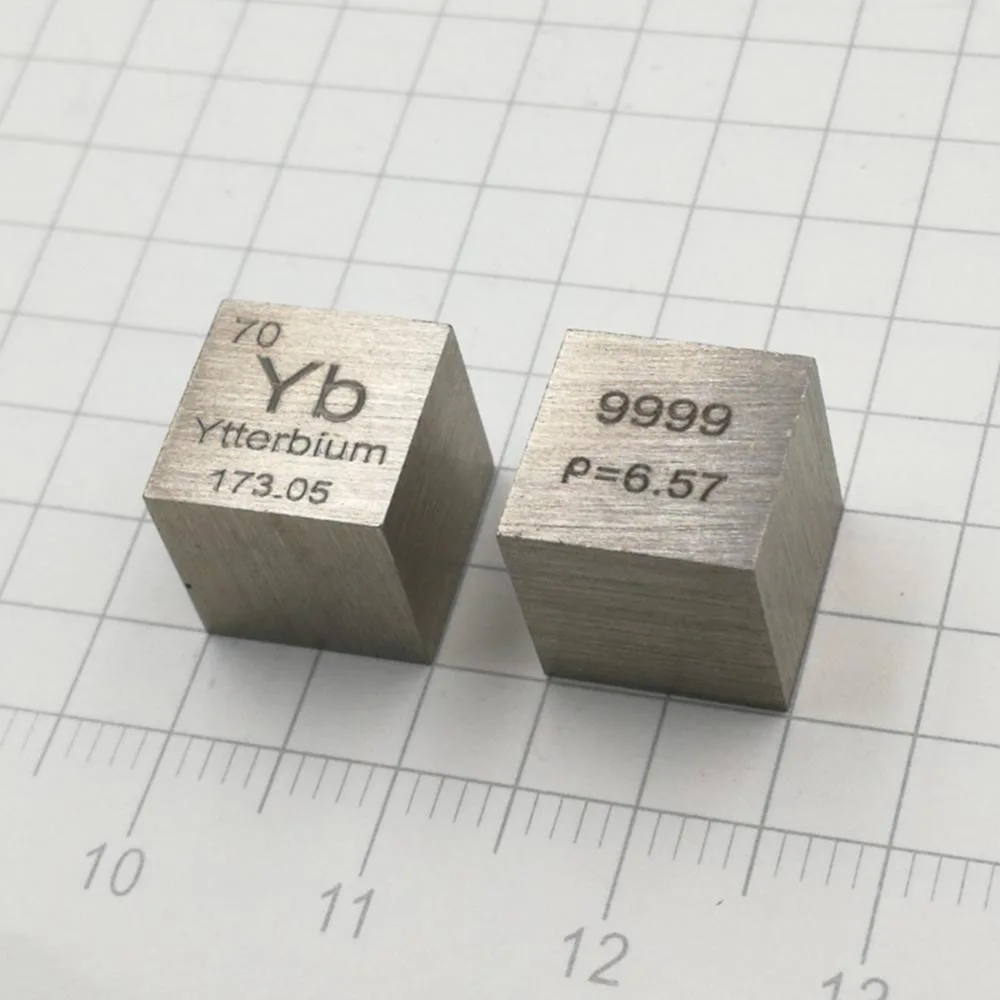 Rare Earth Ytterbium metal 99.99% Element Yb 10x10x10mm Density Cube pure in Periodic Element