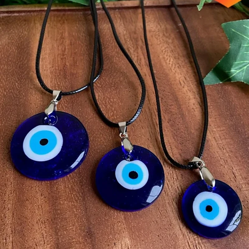 Turkish Evil Eyes Halskette Necklace For Women man Vintage Devil Lucky Blue Eye Resin Rhinestone Heart Hand Round Choker Jewelry