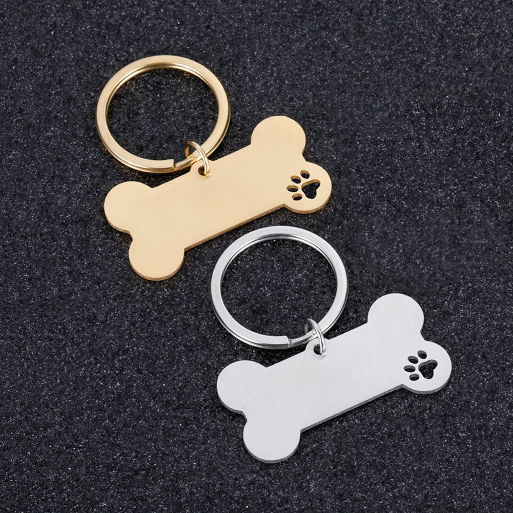 Wholesale 20/50/100PCS Pet ID Tag Personalized Bone Dog Cat ID Collar Stainless Steel Kitten Puppy Necklace Chain Accessories