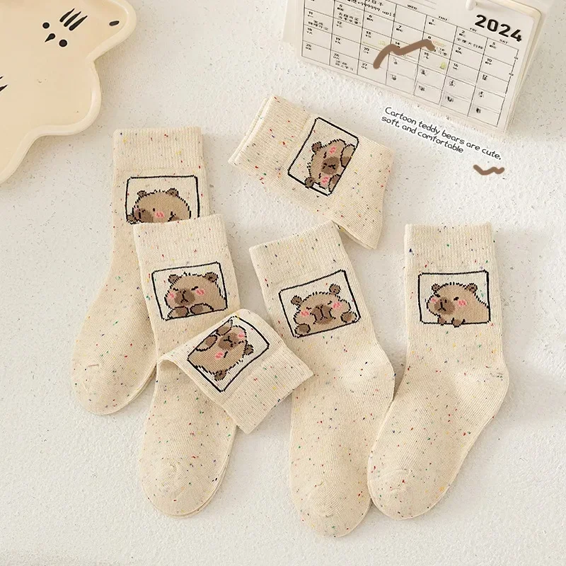 5-20Pairs لطيف مضحك الاطفال الجوارب الكرتون التعبير جوارب قطنية للطفل بنين بنات خريف شتاء دافئ الجدة الطفل هدية