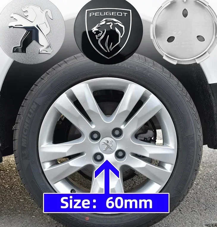 

4 шт., 60 мм, колпачок центральной ступицы колеса автомобиля, наклейка на крышку обода для Peugeot 206 307 308 3008 207 208 SW 407 508 2008 5008 107 106 205