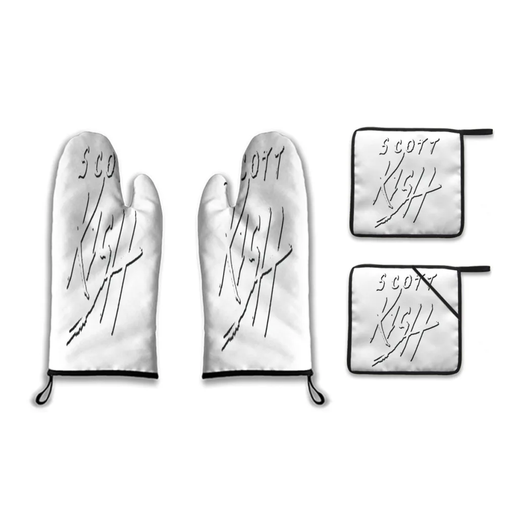 Перчатки с логотипом «Скотт Киш», изоляционные перчатки для духовки, перчатки для выпечки, цвет белый/зеленый/черный, 2 шт.
