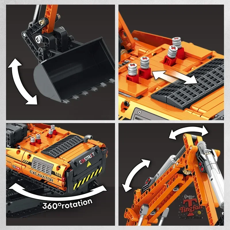 Pelle électrique RC, blocs de Construction, véhicule d'ingénierie télécommandé, voiture sur chenilles, briques, jouets pour garçons, cadeau pour enfants