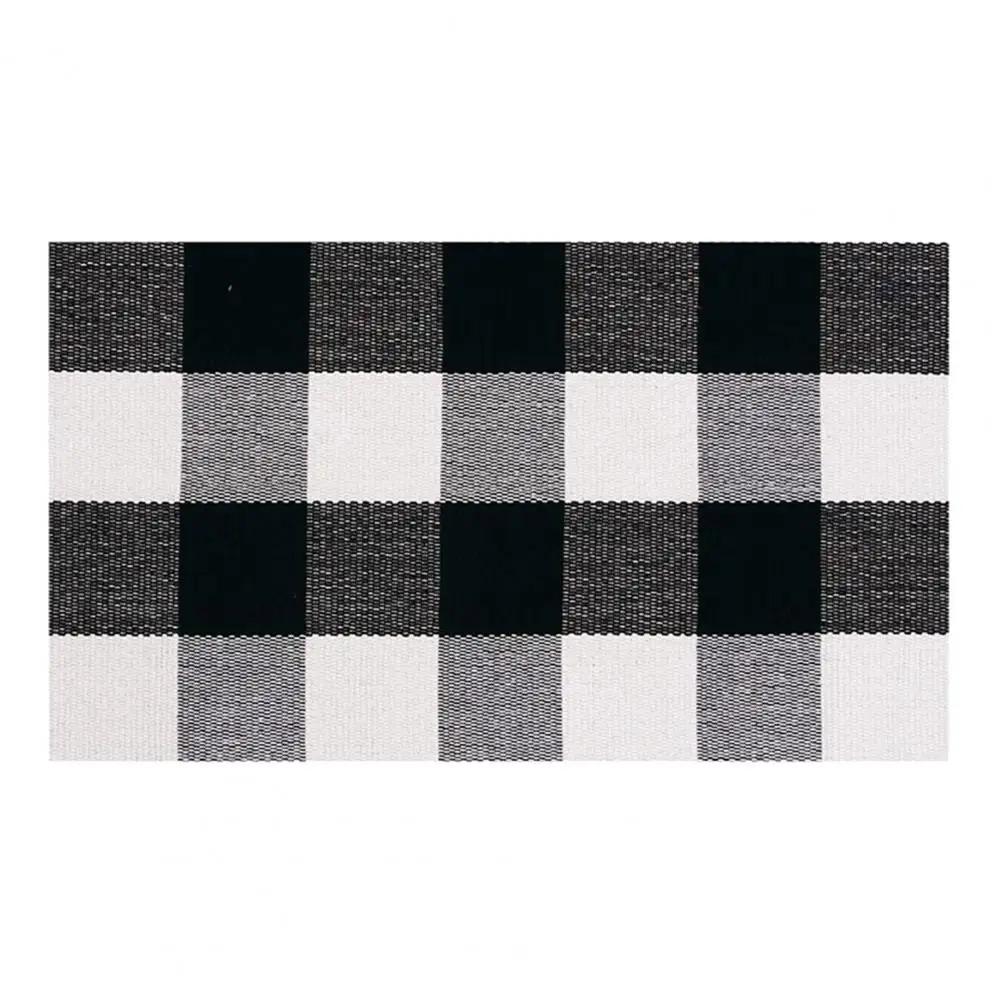 Vintage Inspired Rug Black White Checkered Rug Colorblock Plaid Bathroom Floor Mat Quick Absorbent Anti-slip Carpet for Bath