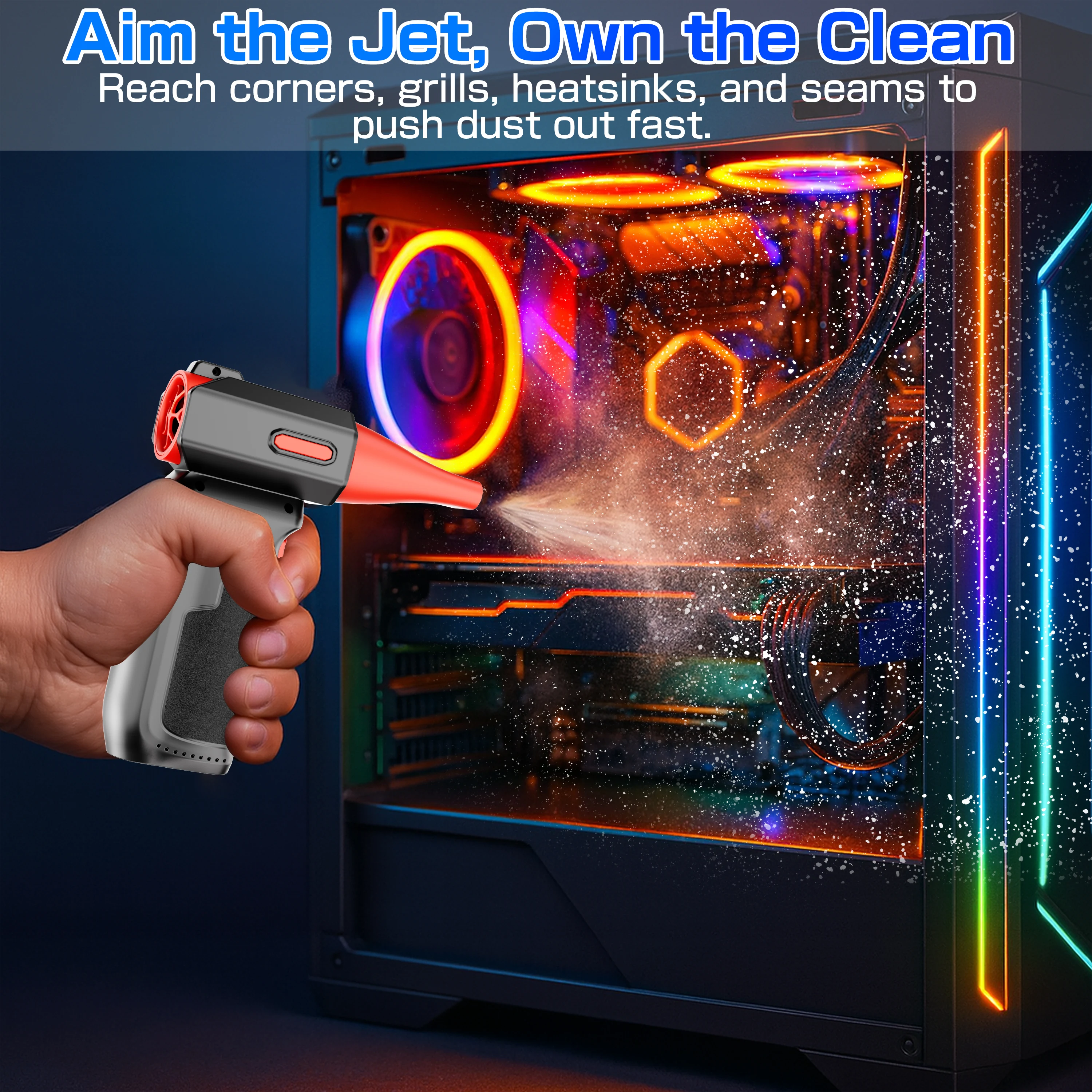 مروحة توربو محمولة لسيارة شاحنة RV مقطورة تنظيف منفاخ نفاث أداة منفاخ هواء قوي منفضة هواء كهربائية قابلة للشحن #4