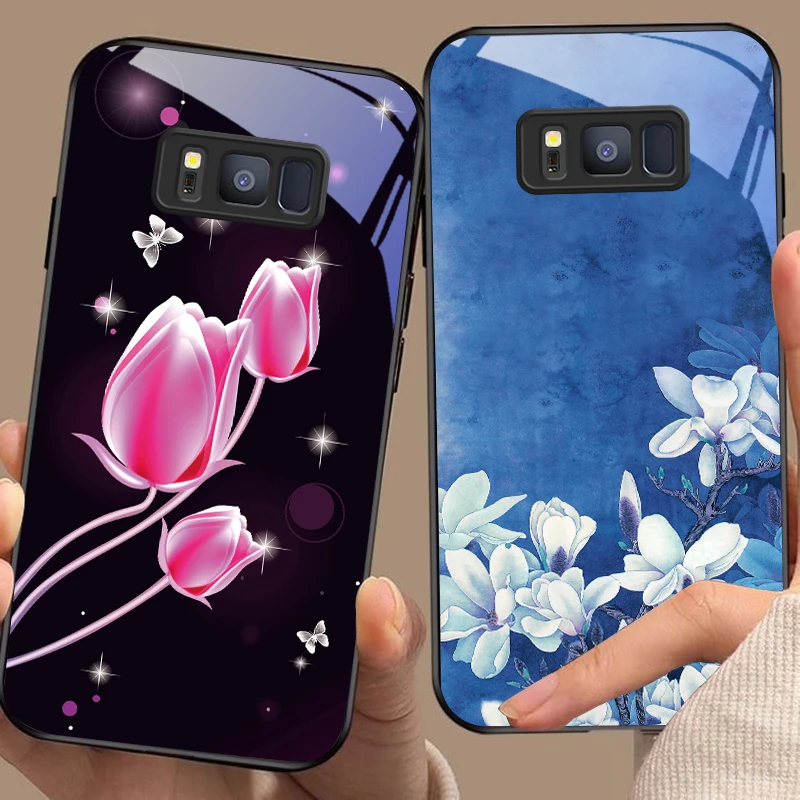 Белая ромашка-бабочка для Samsung S25 S8 S9 10 S20Ultra S21 Pro S22 Plus S23 FE S24 Ultra S25 Edge S25Ultra стеклянный чехол для телефона