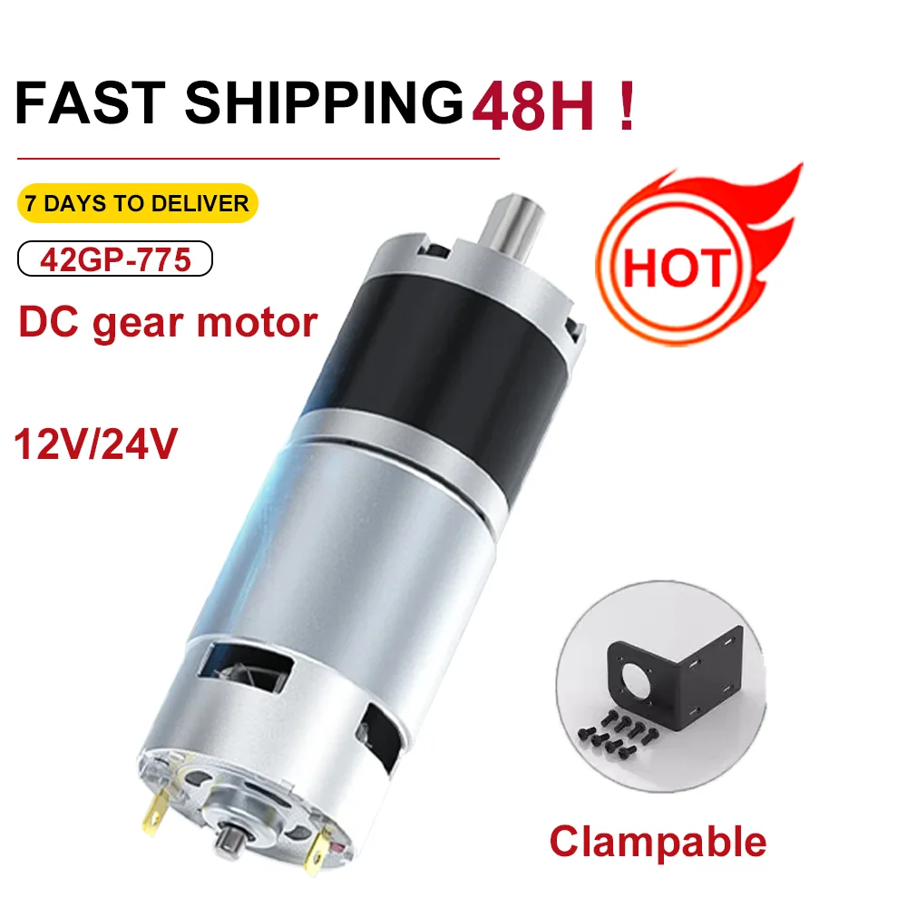 12V24VPlanetary Gear DcLow-speed Motor 42GP-775 Long Life Ultra-High Torgue Forard And Reverse 42mm Planetary Brushed GearMotor