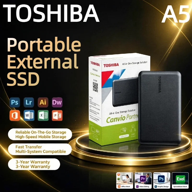 Toshiba A5 4TB USB3 2 Gen1 Portable HDD 2 5 Inch Lightweight Matte Finish For PS5 Laptop Desktop PC Backup Storage Pro Speed