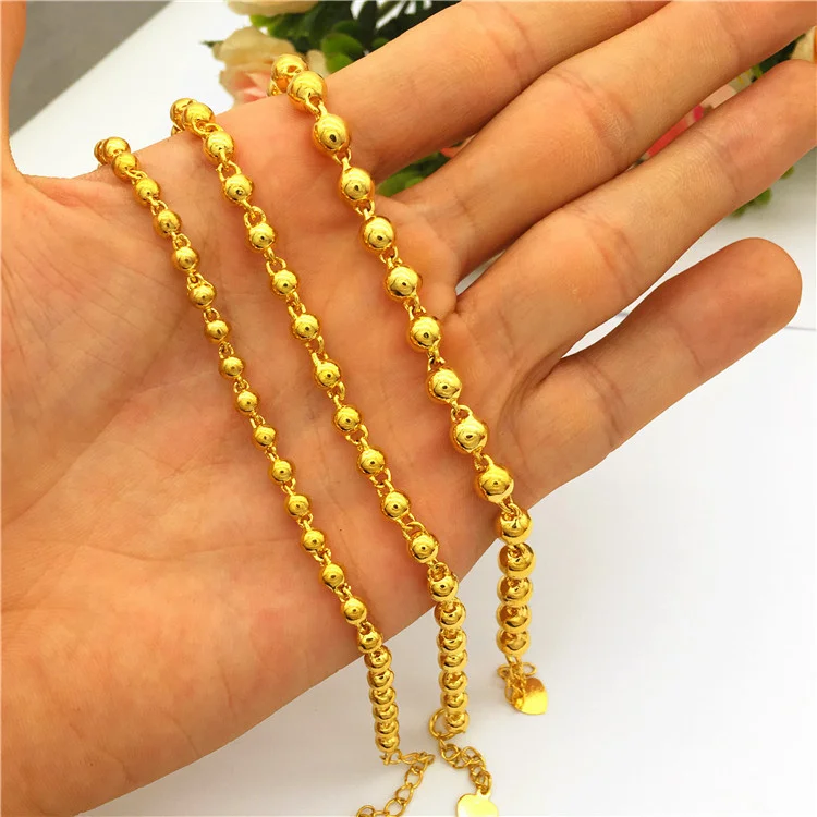 Fashion Luxury Imitation Gold Transfer Beads Bracelet Men's and Women's European Currency Gold Long term Color free Jewelry