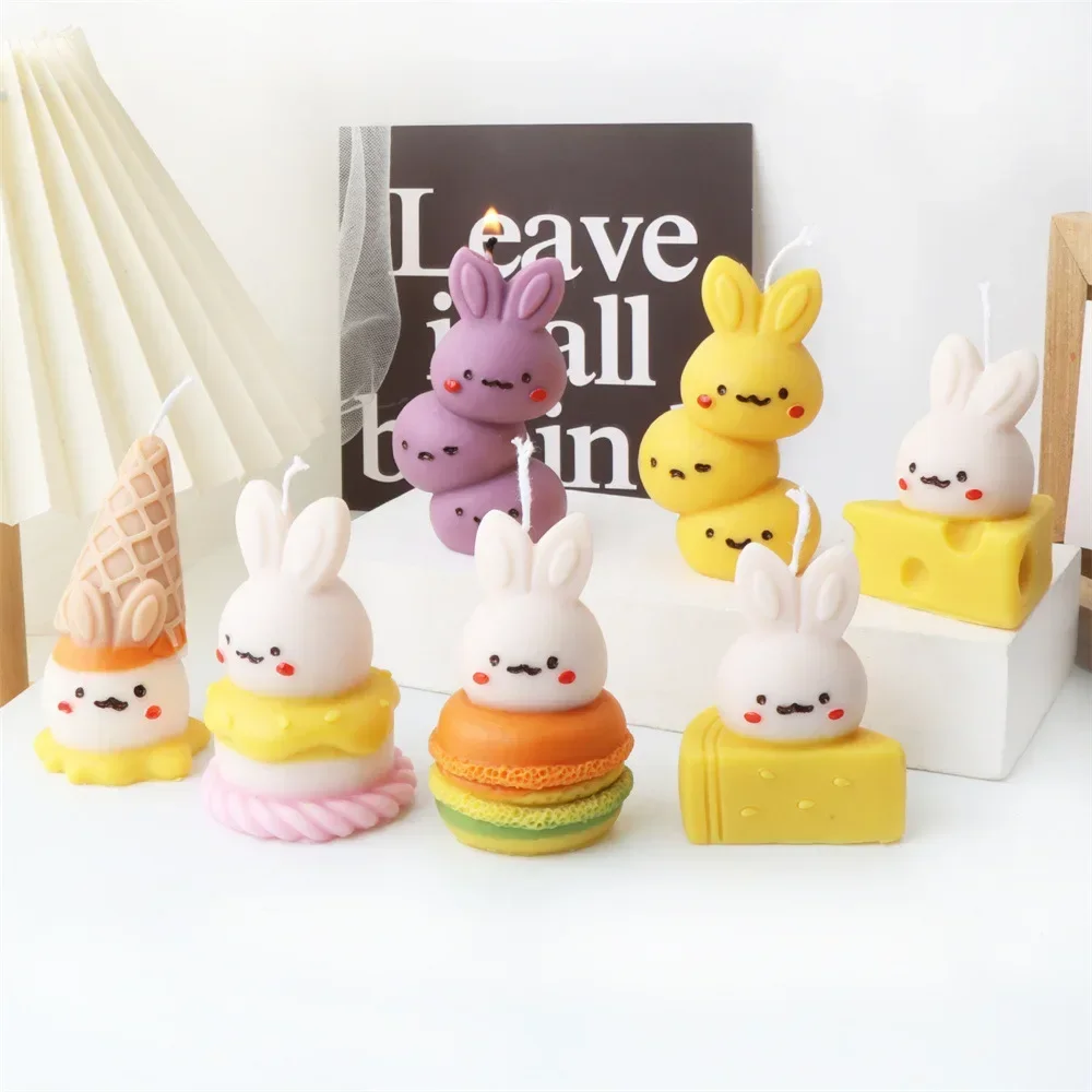 

Easter Rabbit Silicone Candle Molds Cone Ice Cream Burger Rabbit Aromatherapy Plaster Clay Resin Molds Candle Making Supplies