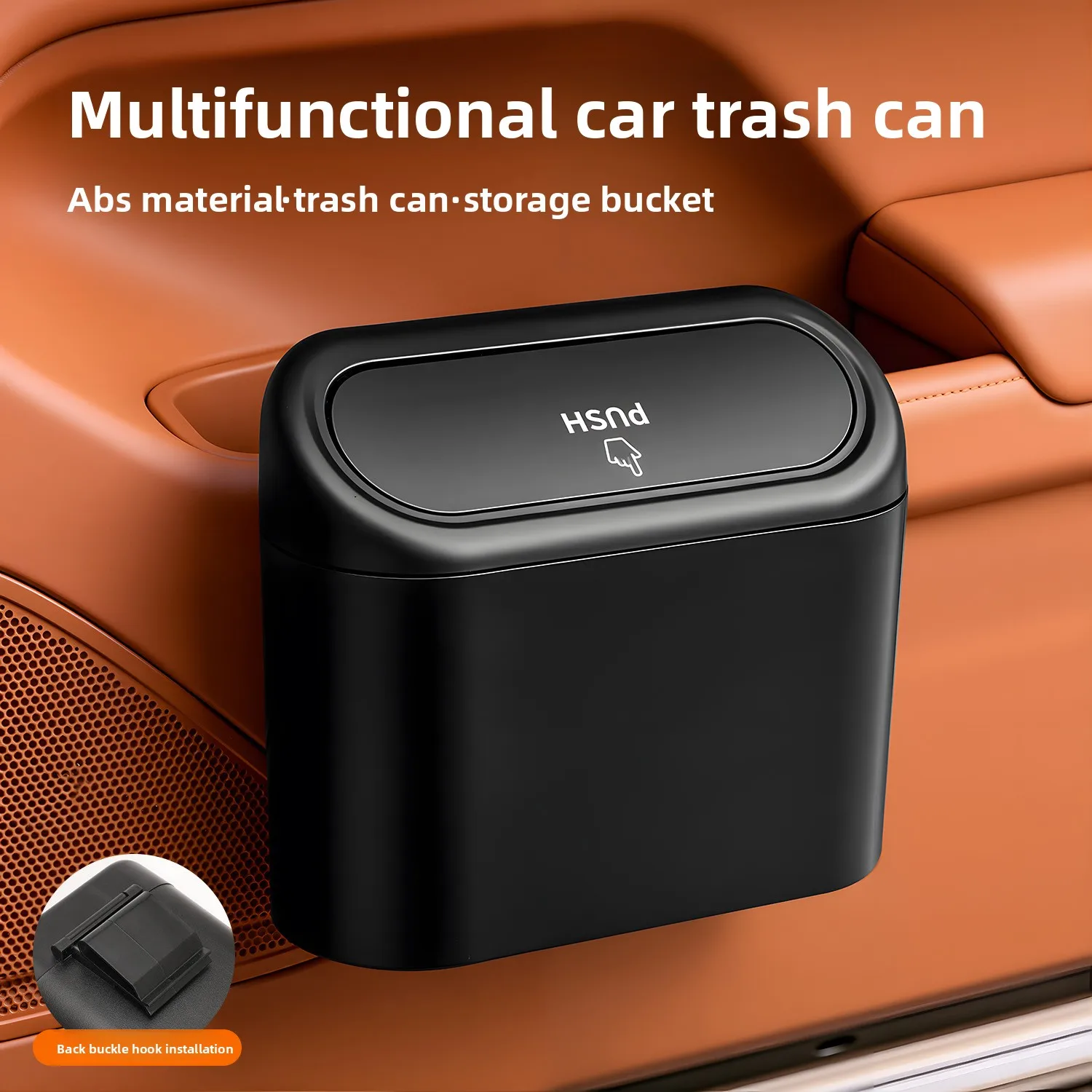 Side Hanging Car Trash Can With Lid Waterproof Storage Bin Universal Door Side Garbage Bucket for New Energy Vehicle Interior