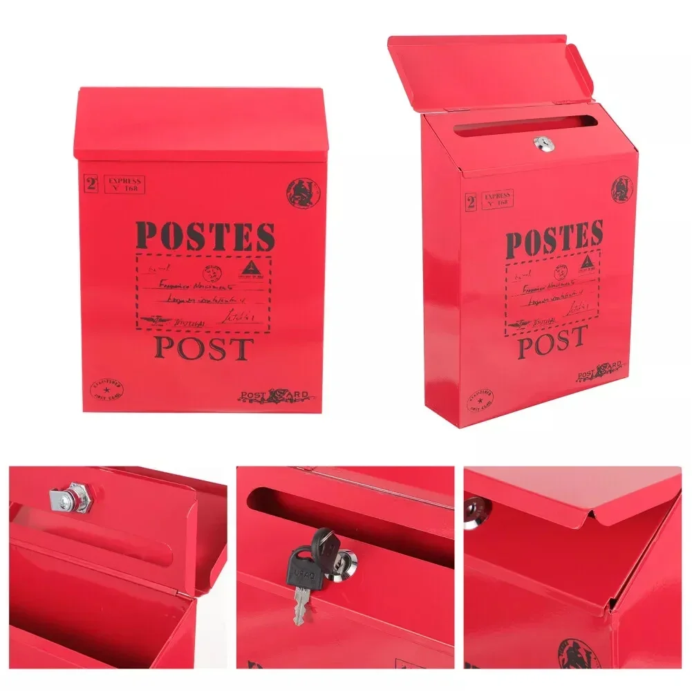 Large Capacity Mailbox Retro Postal Letter Box Secure And Private Steel Lock Weather Resistant Easy Installation