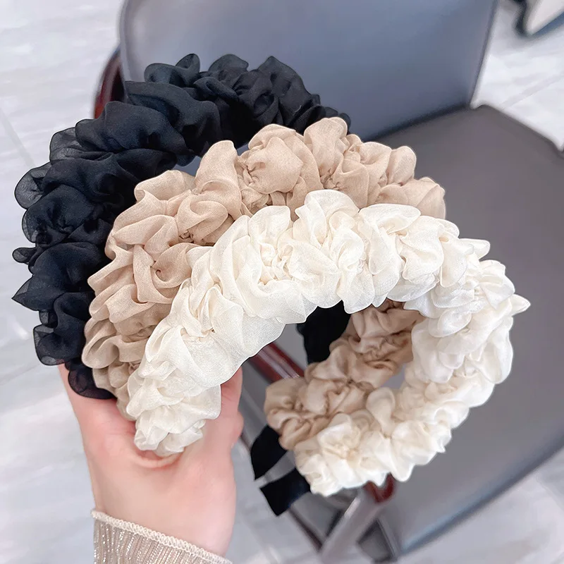 New Fashion headband Sweet little fresh Princess wind mesh gauze pleated fluffy high cranial top fairy headband hair accessories