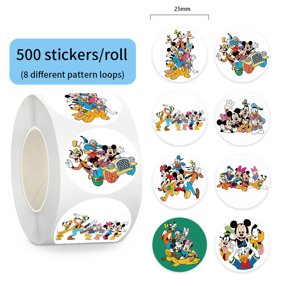 

500pcs/Roll Disney Mickey Mouse Mickey Family Sealing Graffiti Stickers DIY PVC Laptop Decals Decoration Reward Gift Toys Gifts