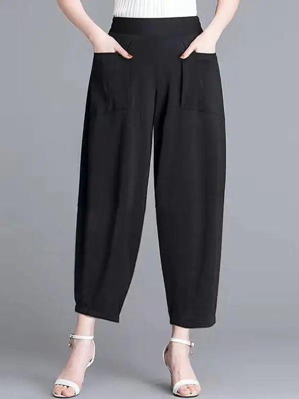 Sommer Dünne Neue frauen Casual Hosen Lose Karotte affe Laterne Hosen Hohe Taille Neun Punkte Harlan Hosen Polyester Faser