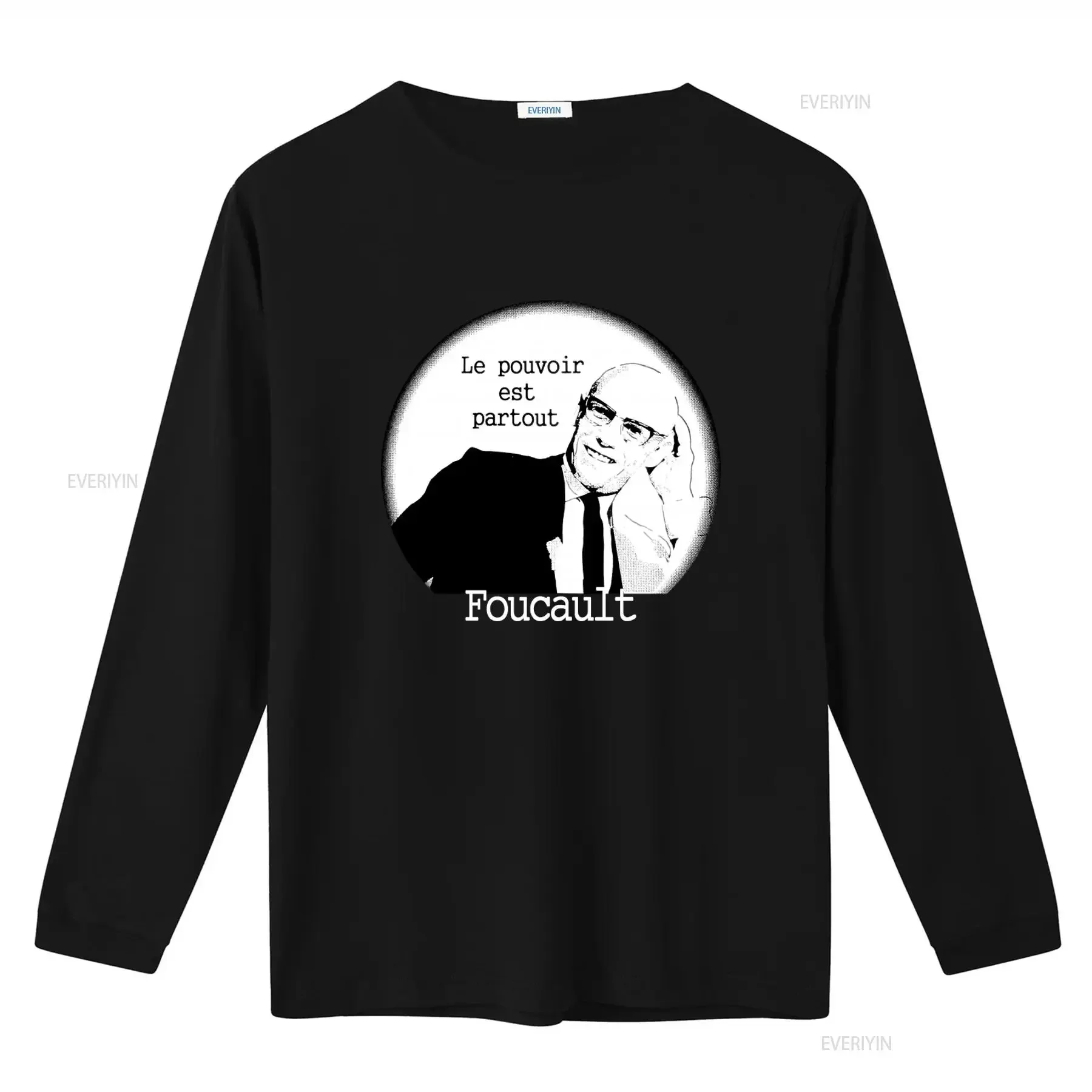 Philosopher Michel Foucault Quote T shirt Organic Cotton Le pouvoir est partout Design vintage Washed Stylish Versatile Casual