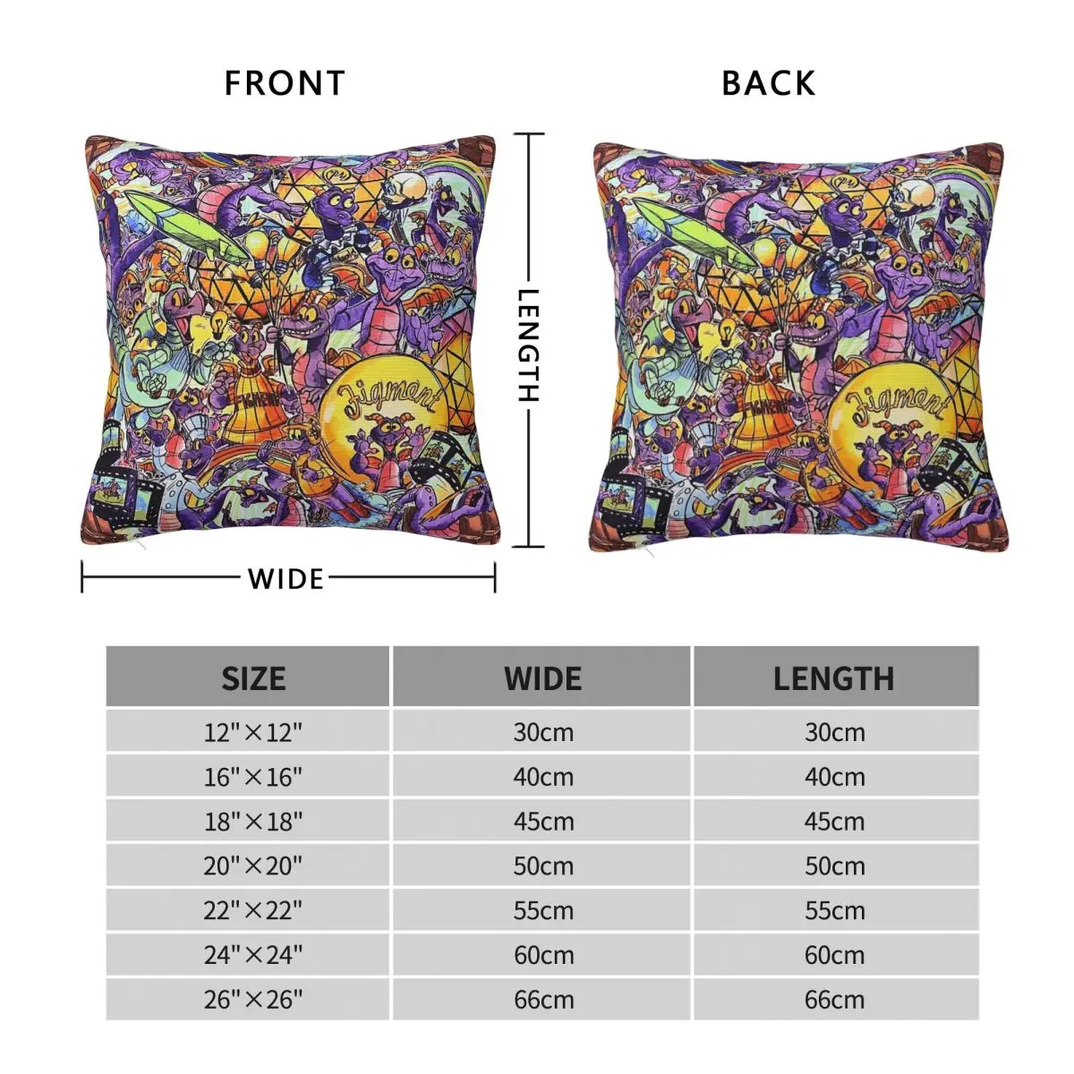 Original Figment Collage Square Pillowcase Polyester Linen Velvet Printed Zip Decor Car Cushion Cover