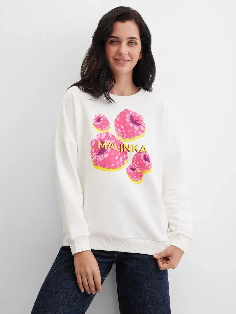 Faionable Casual Loose round Ne Long Sve Printed Sweatirt Top Women's Comfortable Breathable Streetwear Sle