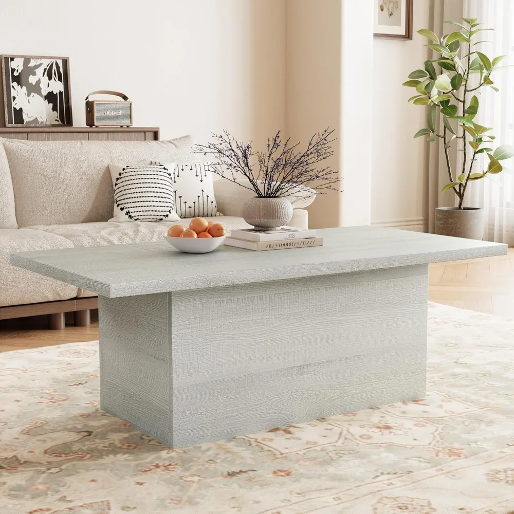 Modern 47.25-Inch Engineered Wood Coffee Table for Living Room and Home Office, Farmhouse Style Rustic Centerpiece