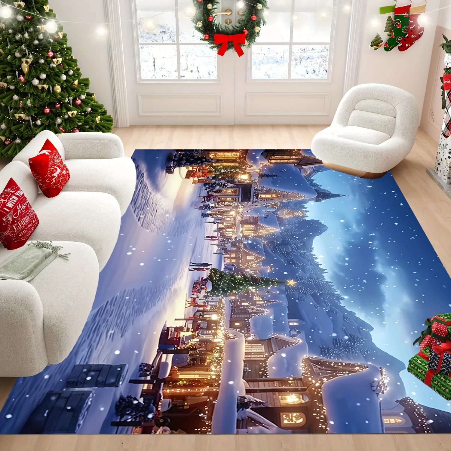 Classic Nutcracker Soldier Printed Large Carpet Christmas Bedside Rug Soft Polyester Holiday Floor Mat New Year Gift