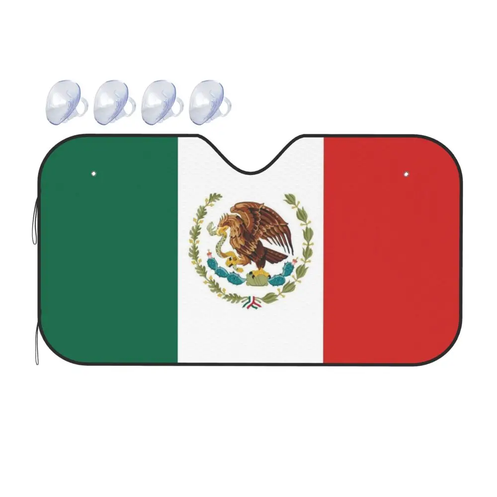 Mexican Flag Car Reflective Sun Blocker Fits Small Sedans, Mini SUVs  Standard  Sunshade Car Car Accessories