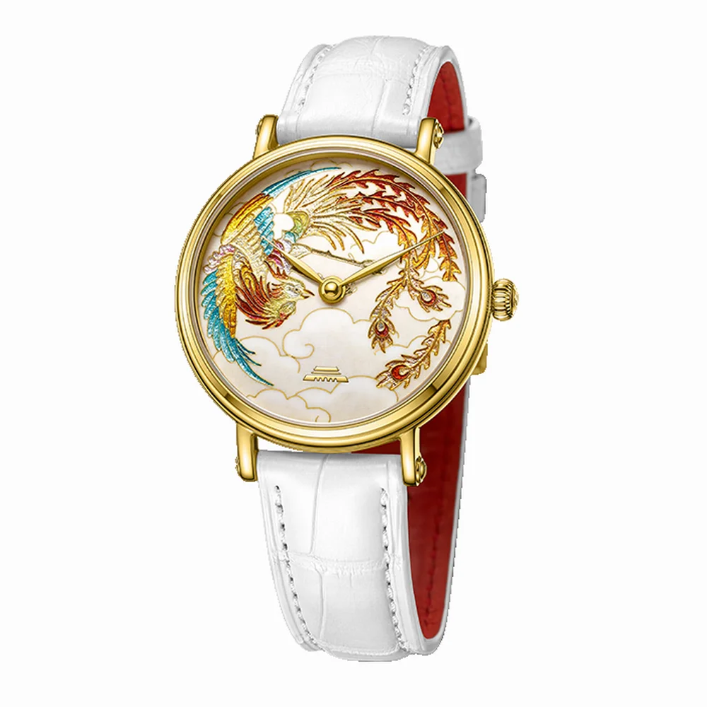 Jam Tangan Pasangan Beijing Enamel Dragon and Phoenix 40mm, Jam Tangan Pria Wanita, Jam Tangan Mekanik Otomatis Skeleton, Mewah Tahan Air