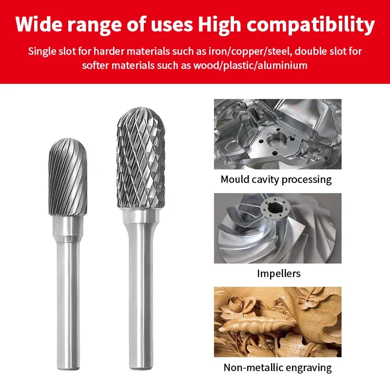 Chowmaster Carbide Rotary Burr C CX Type Single Double Slot Tungsten Steel Rotary File Metal Grinding CNC Tools