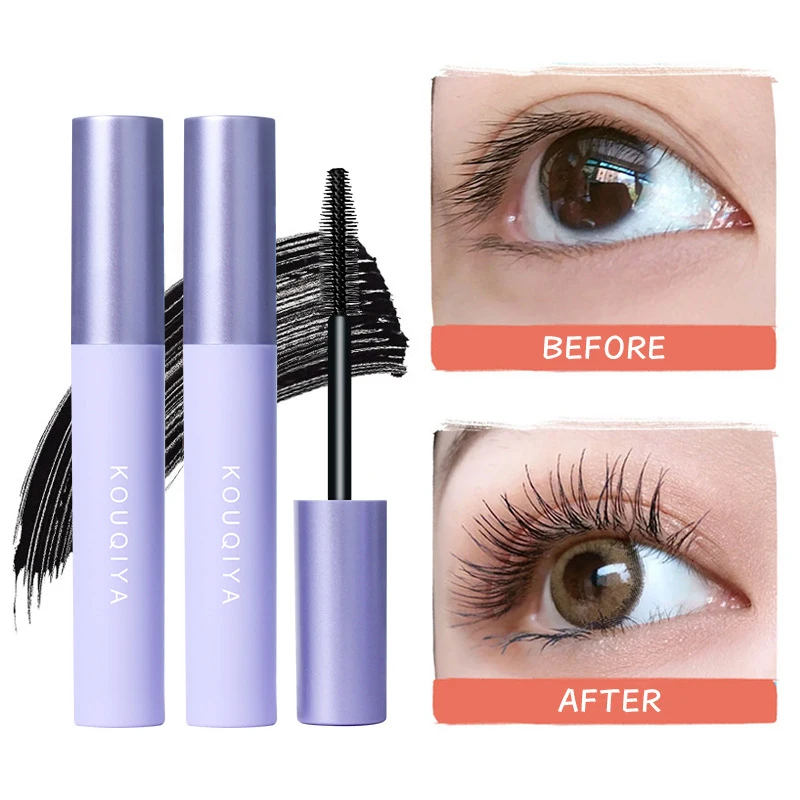 Seidenfaser-Mascara, Wimpernverlängerungs-Mascara, wasserdicht, langlebig, Schwarz, schnelle Wimpernverlängerung, Augen-Make-up