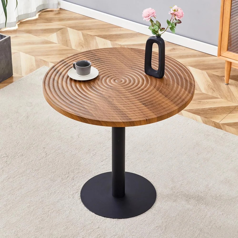 

Small Round Dining Table,Round Kitchen Table for 2,Recessed Circular Wave Dining Room Table for 2