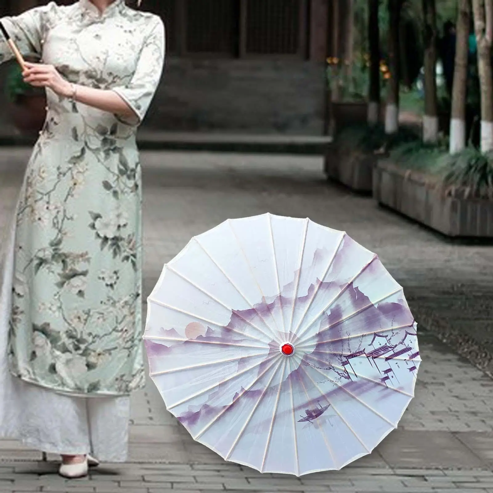 Chinese Style Oiled Paper Umbrella Traditional Oriental Oil Paper Parasol for