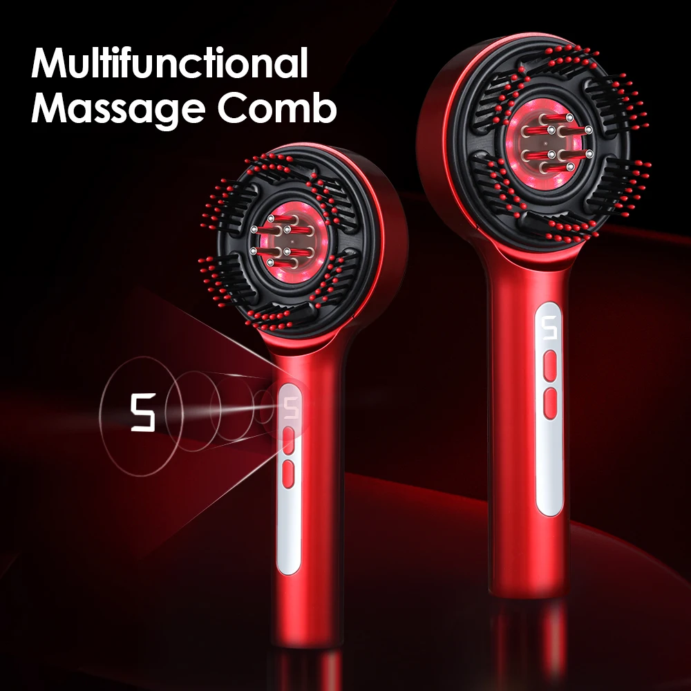 

Electric Scalp Massage Comb with 5 Levels 360° Hair Regrowth 72 Teeth 8 LED Lights Essential Oil Applicator for Hair Care