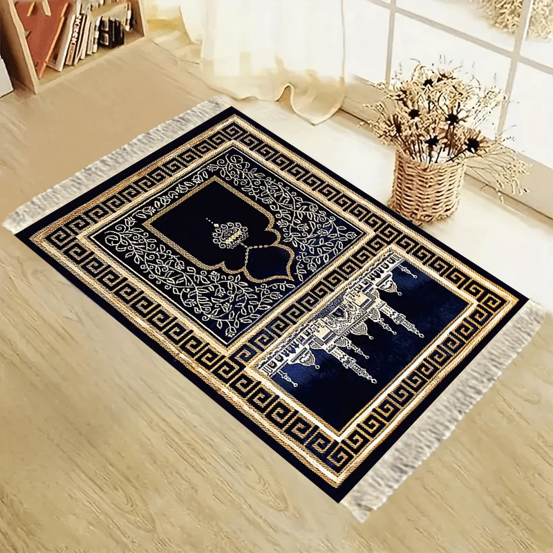 Tapete de oração portátil VIKAMA com lindo padrão de mesquita Tapete dobrável para uso interno e externo Sala de oração Decoração de casa