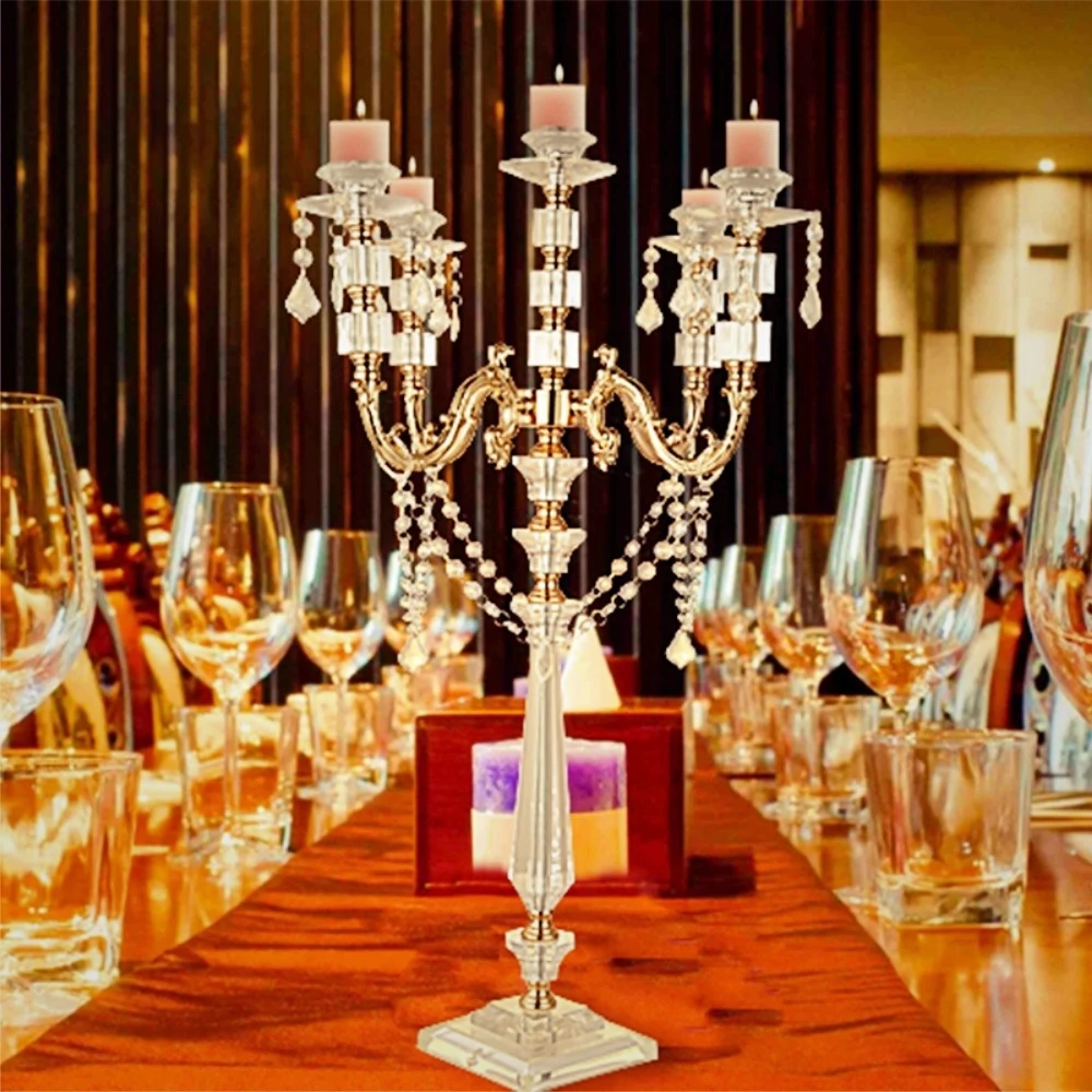 Acrylic Candle Holders Candelabras Crystal Pendants 77 CM/30